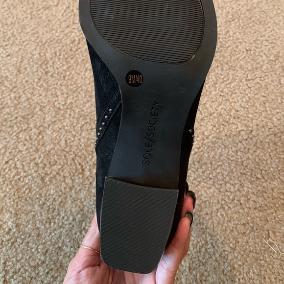 Sole Society Black Studded Faux Suede Booties - Picture 7 of 12